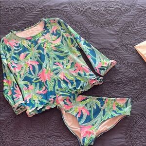 Lilly Pulitzer Floral Long Sleeve Swim Set